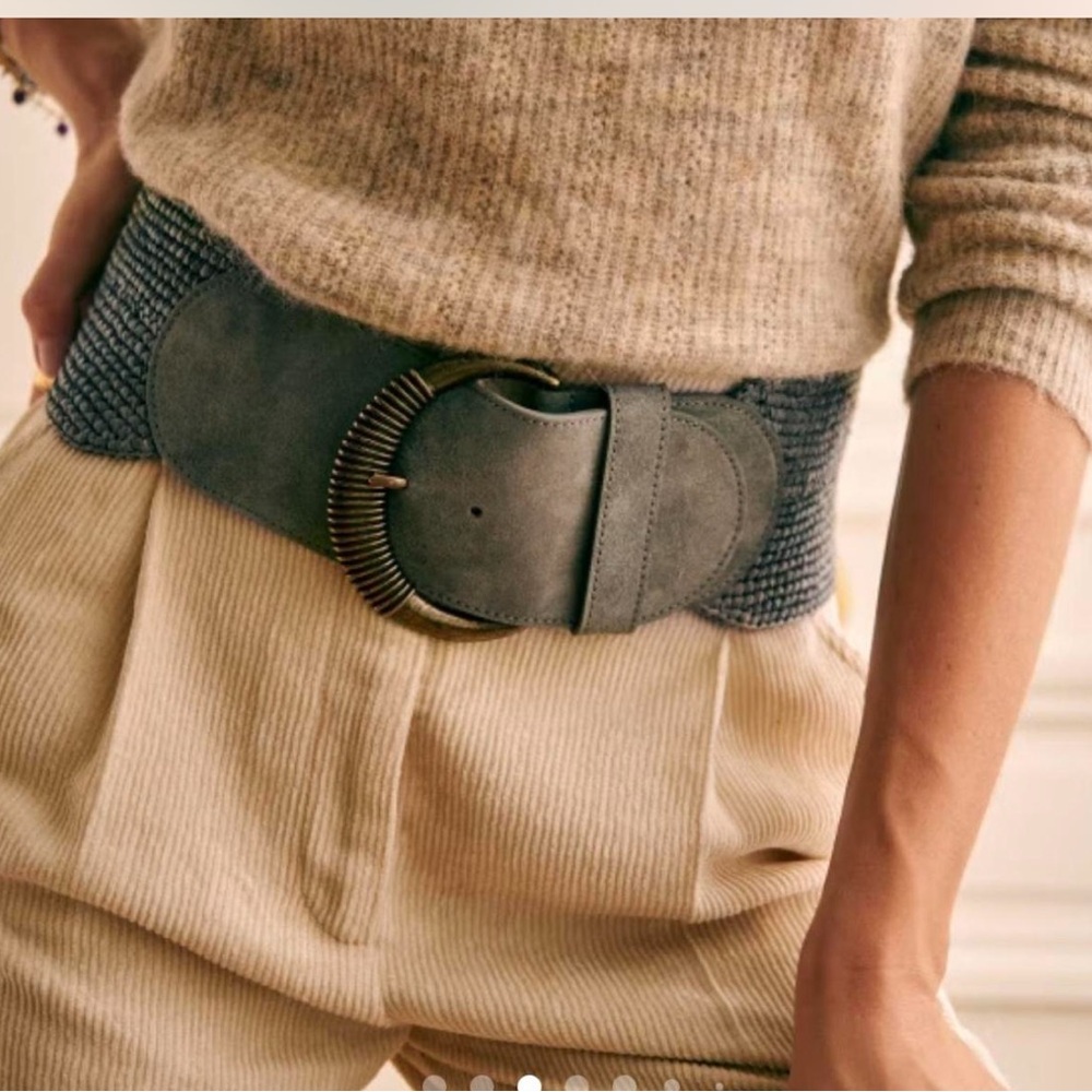 Sezane Blue Belt with Bronze Buckle